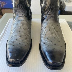 New without tags cowboy boots Real Ostrich leather, size 11.5 USA, black/gray
